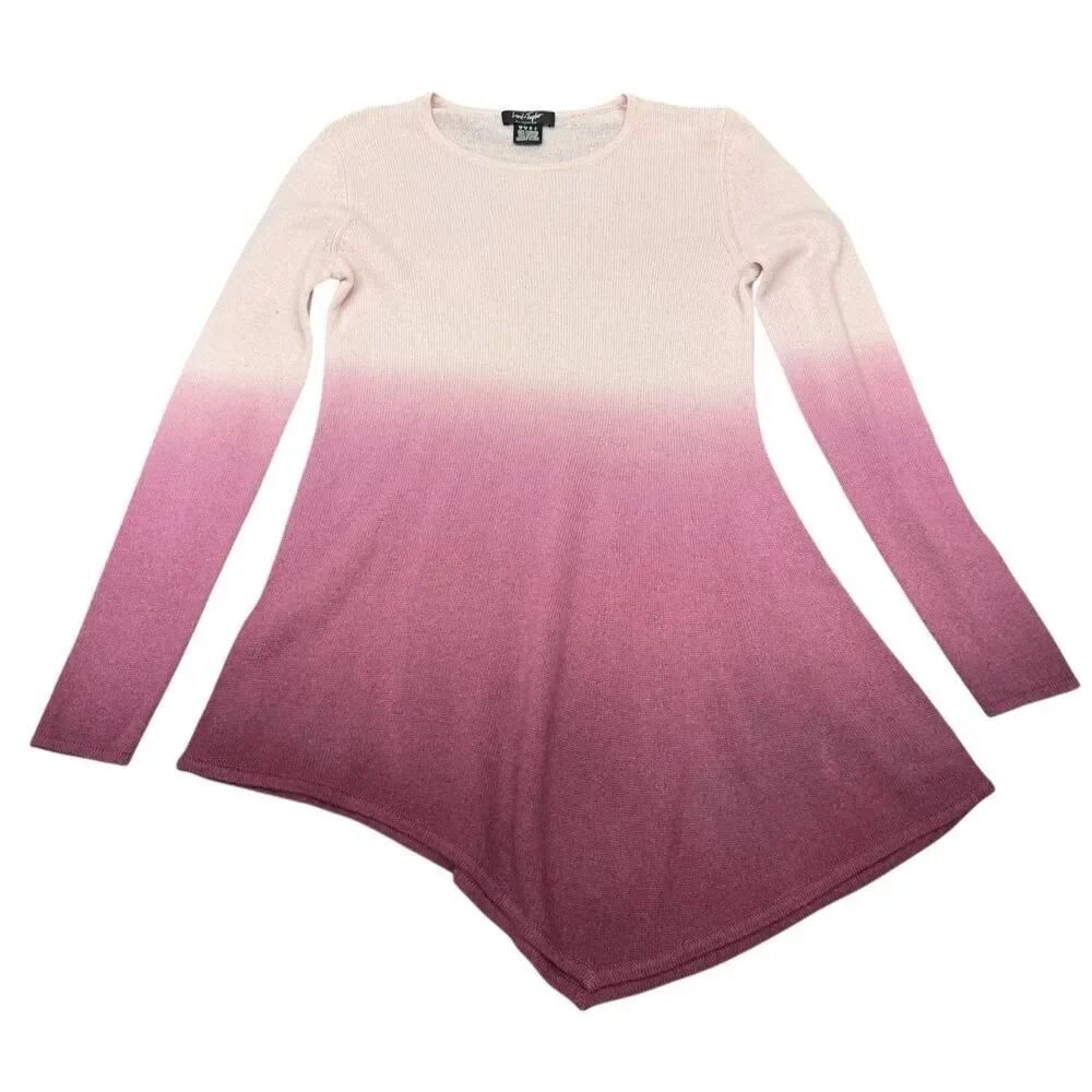 Lord & Taylor 100% Cashmere Ombre Asymmetric Sweater Pink Relaxed Fit Medium